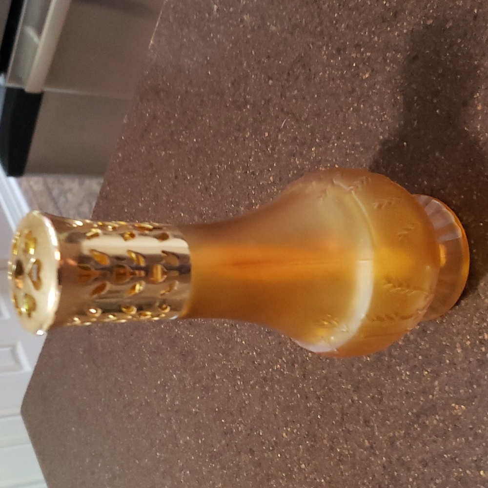 Eden Aromatic Lamp - Frosted Amber Glass 3D etched flowers.